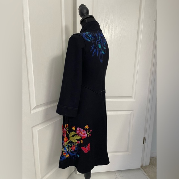 Johnny Was Black Floral Embroidered Coat - Picture 15 of 16